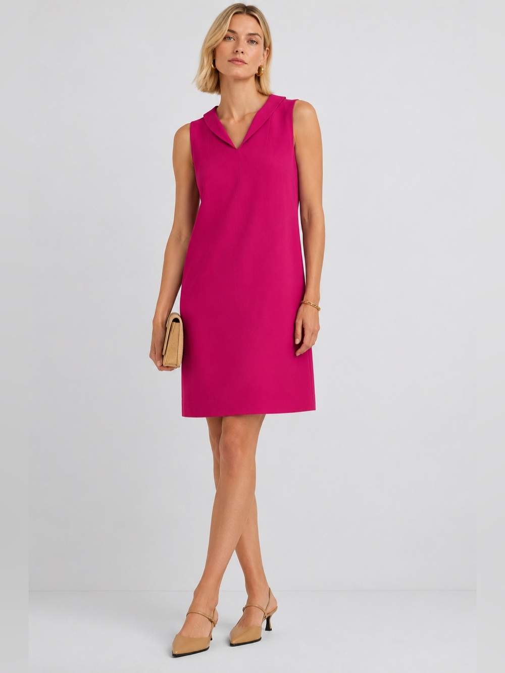 Max Mara Silk Sleeveless Shift Mini Collared Dress